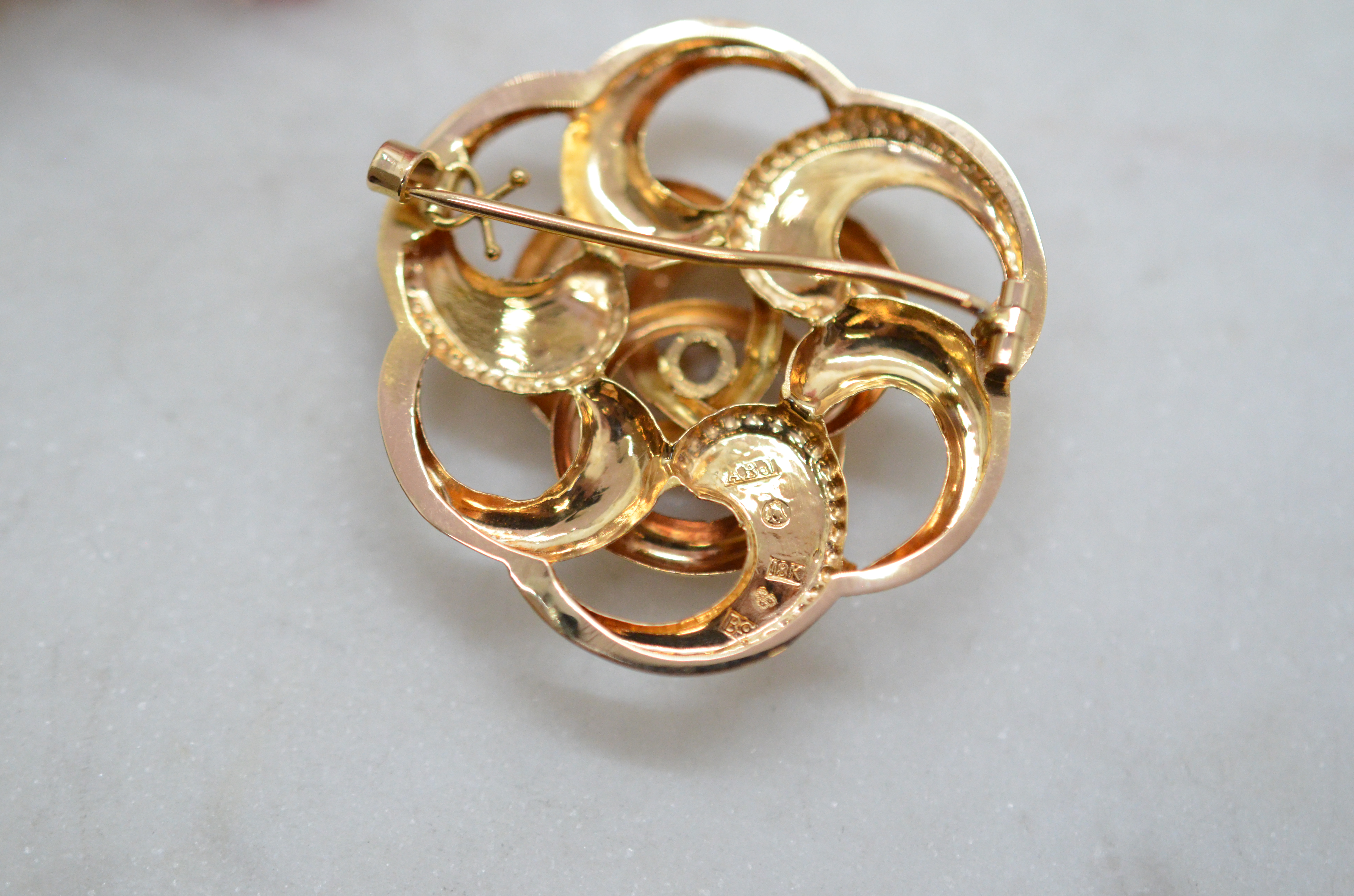 Vintage 18k brosch med cz, 1952 - 3