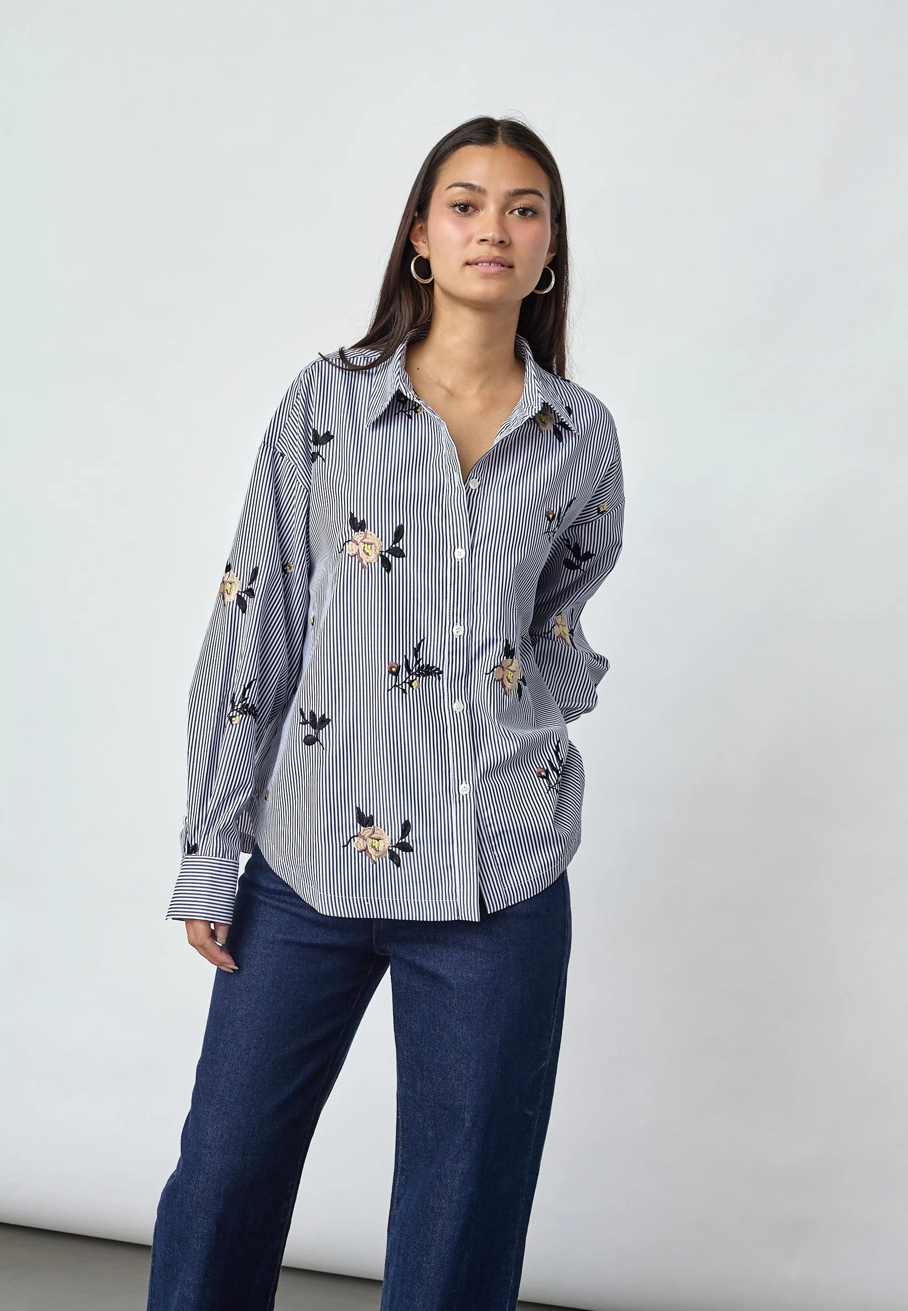 Enola Shirt - Navy Stripes - Sisters Point