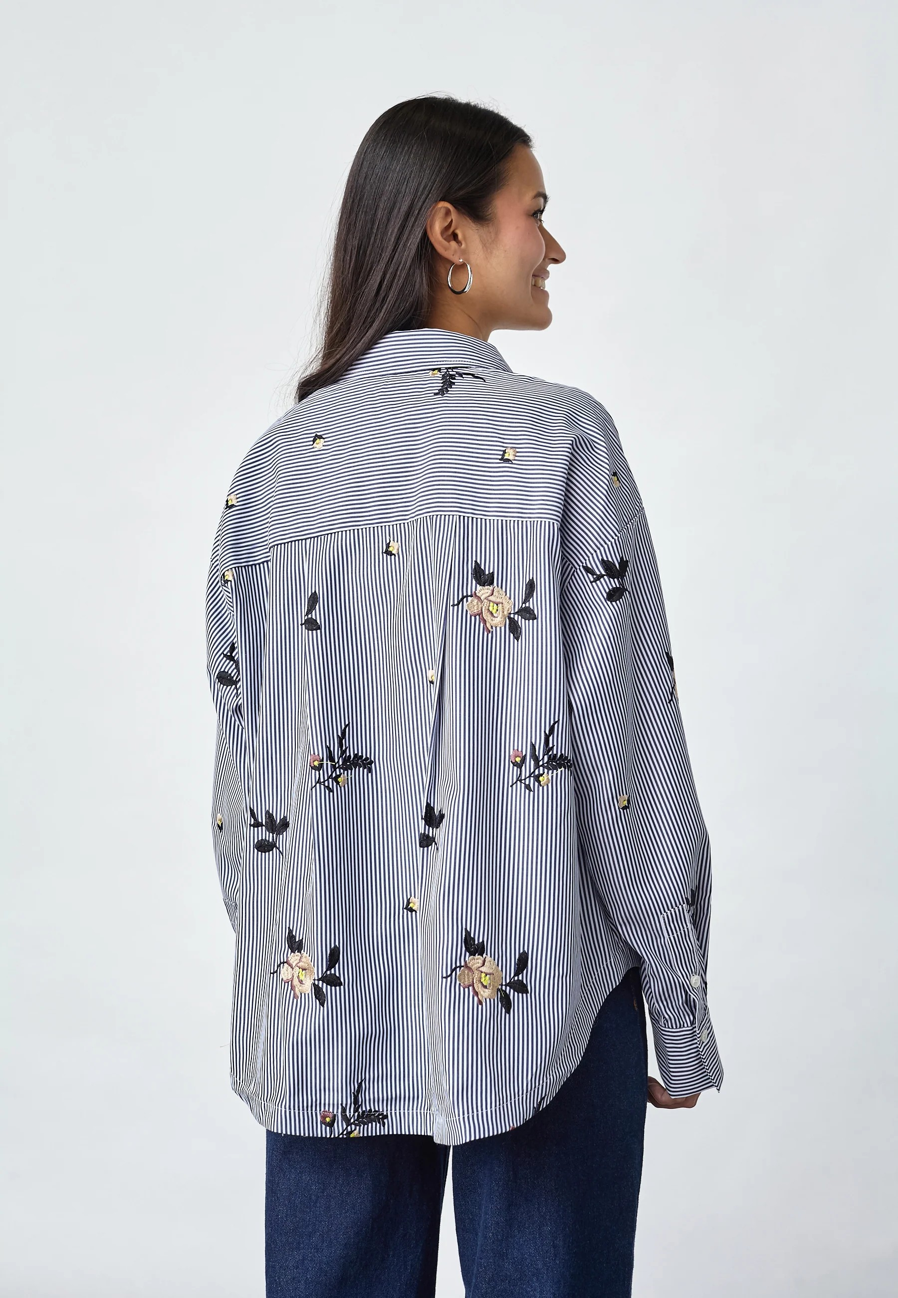 Enola Shirt - Navy Stripes - Sisters Point