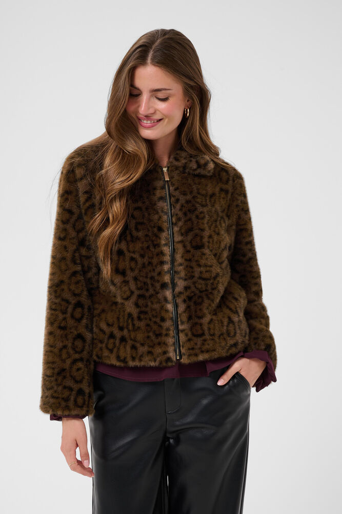 Cream Calluna Jacket Dark Animal Fur