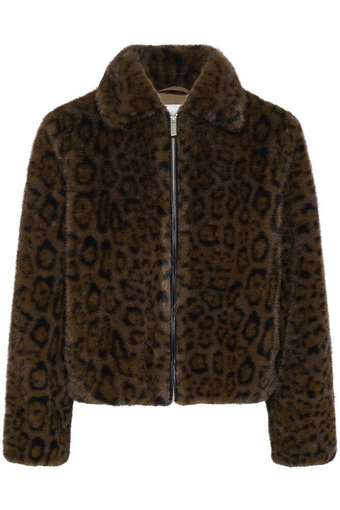Cream Calluna Jacket Dark Animal Fur - 3