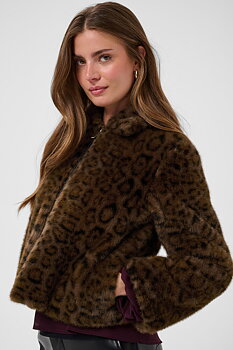 Cream Calluna Jacket Dark Animal Fur