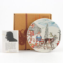 Andreas Alariesto (Lappi 1980) Wall Plaque "Santa Claus at Korvatunturi" 12 cm #7 <with Box>  [Sample Images]