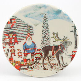 Andreas Alariesto (Lappi 1980) Wall Plaque "Santa Claus at Korvatunturi" 12 cm #7 <with Box>  [Sample Images]