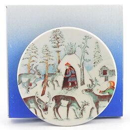 Andreas Alariesto (Lappi 1982) Wall Plaque "Reindeer Keeper in Winter" 12 cm #16 <with Box>  [Sample Images]