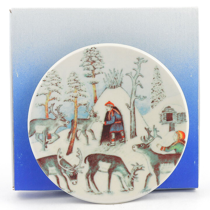 Andreas Alariesto (Lappi 1982) Wall Plaque "Reindeer Keeper in Winter" 12 cm #16 <with Box>  [Sample Images]