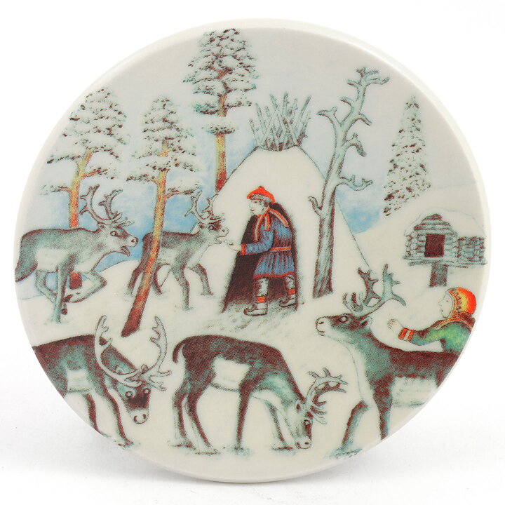 Andreas Alariesto (Lappi 1982) Wall Plaque "Reindeer Keeper in Winter" 12 cm #16 <with Box>  [Sample Images]