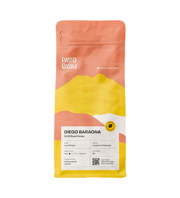 Paso Paso - Diego Baraona - SL28 Black Honey - El Salvador - Ljusrostade hela kaffebönor - 250g
