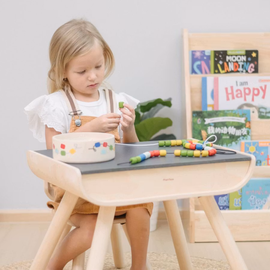 PlanToys Pärlor i Trä i Vacker Burk – Miljömärkt  Montessori Träleksak för Finmotorik - 3