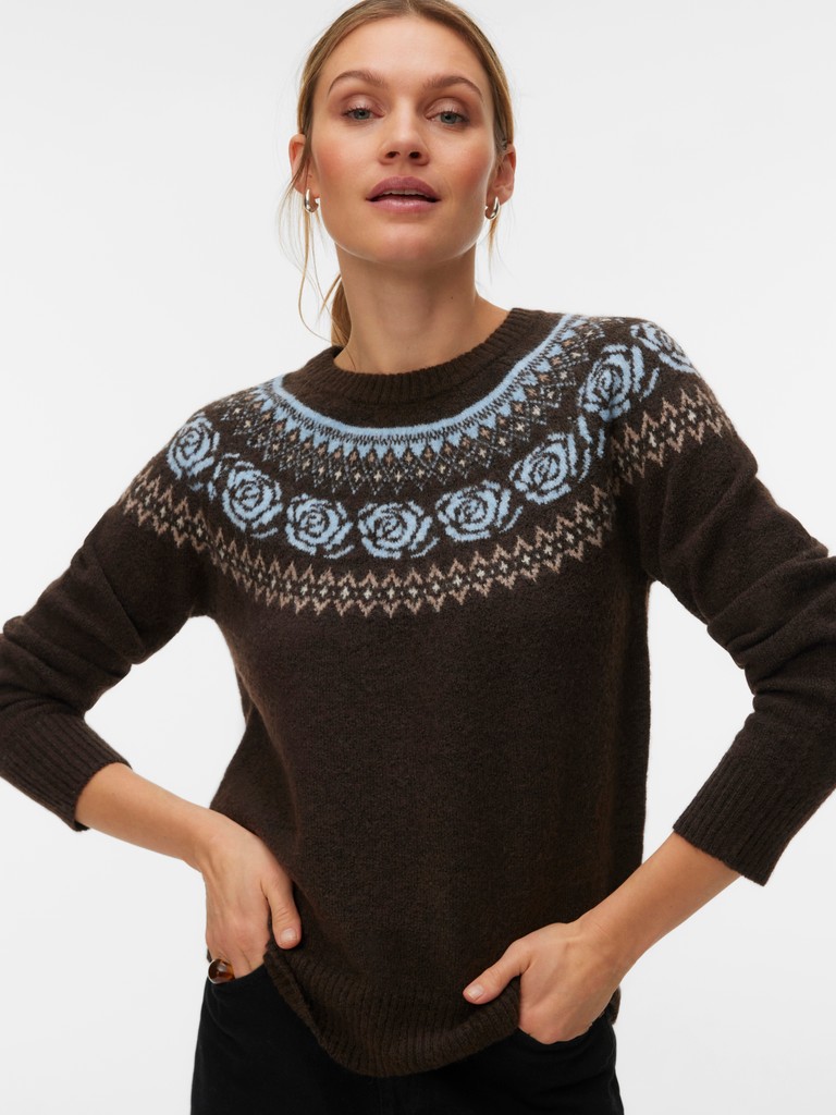 Vero Moda - Simone Stickad Tröja Brun - 4