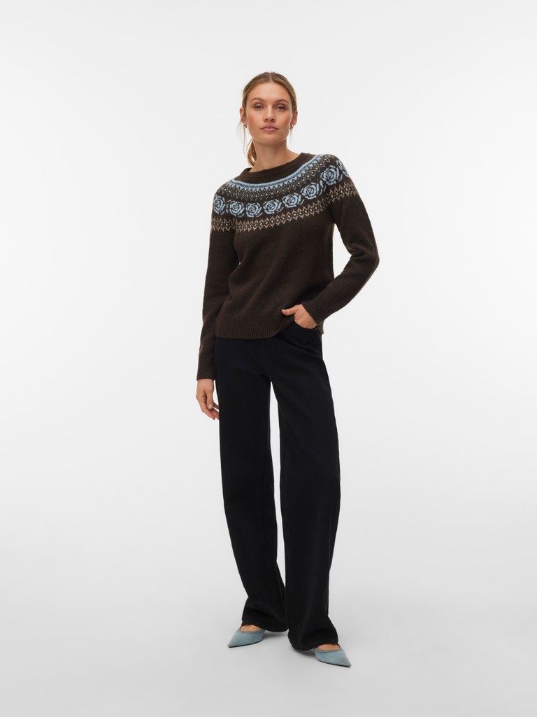 Vero Moda - Simone Stickad Tröja Brun - 2