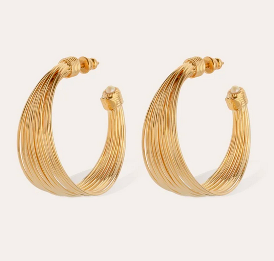 Arpa Cabochon Hoop Örhängen 