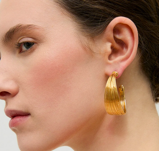 Arpa Cabochon Hoop Örhängen 
