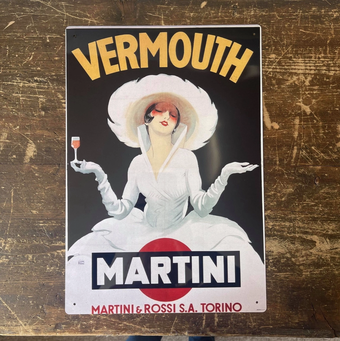 Metallskylt i vintagestil – Vermouth Martini Drink  20x25cm