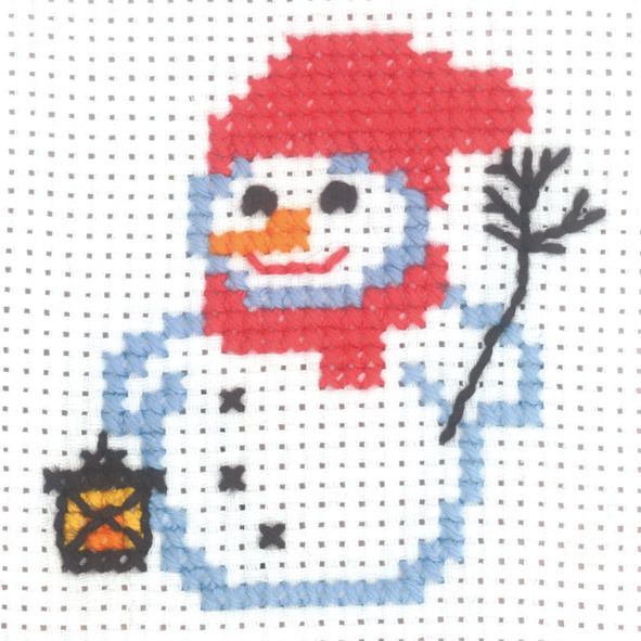 My first kit - snögubbe med lykta 10 x 10 - Aida 3,2