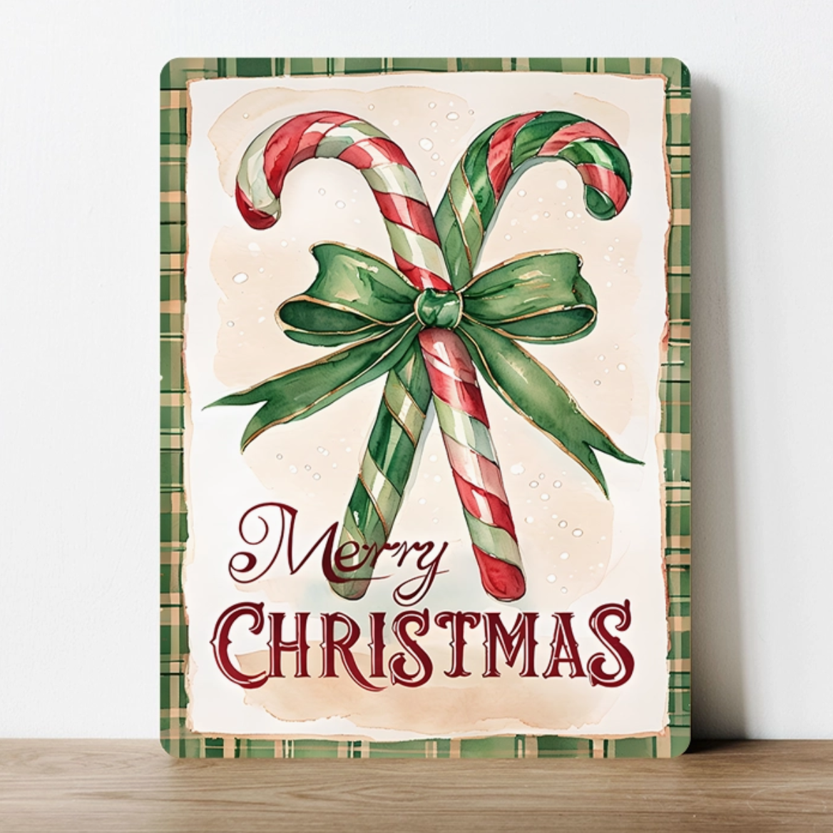 Metallskylt i vintagestil – Merry Christmas Candy Canes 20x25cm