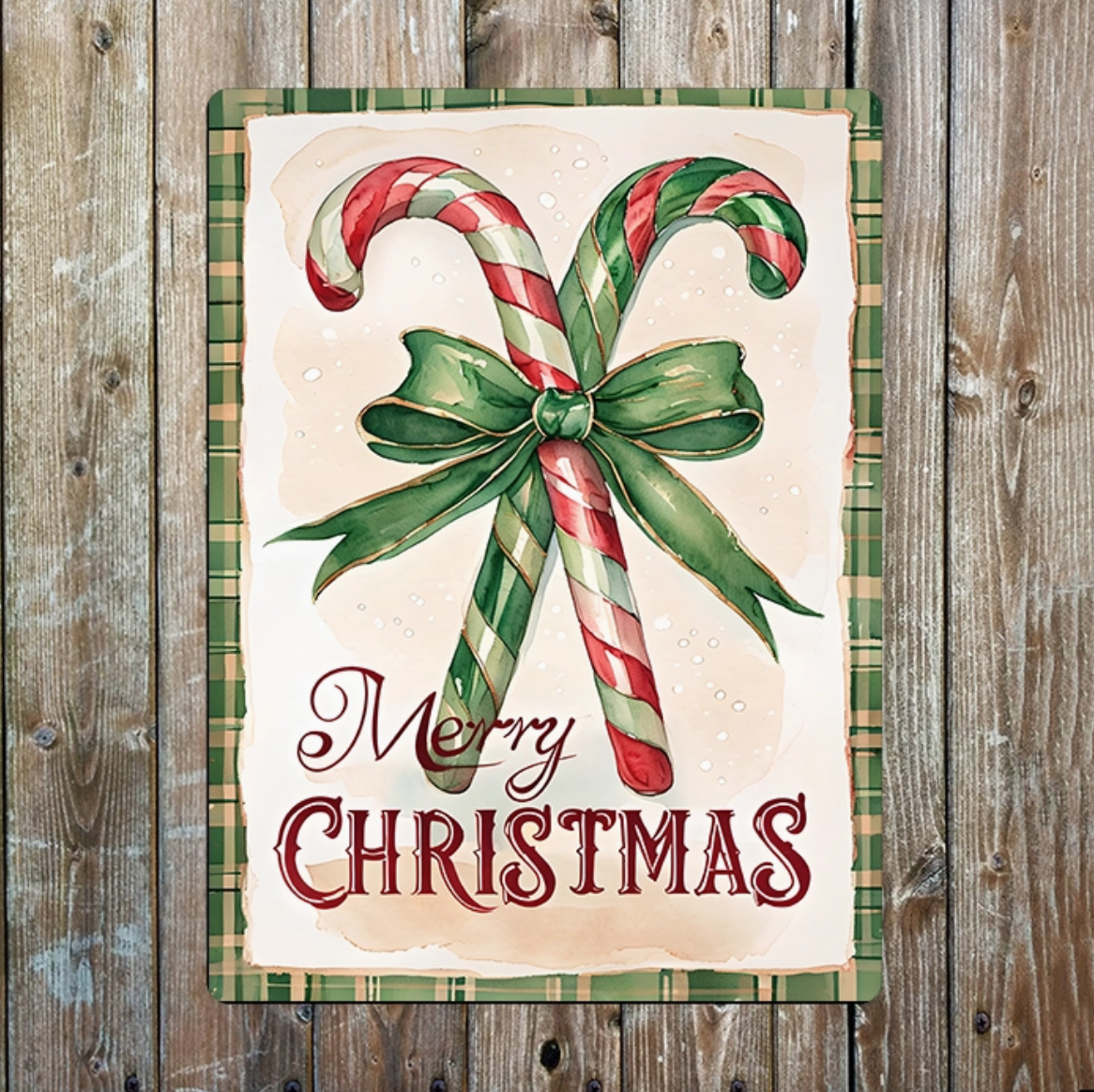 Metallskylt i vintagestil – Merry Christmas Candy Canes 20x25cm - 2