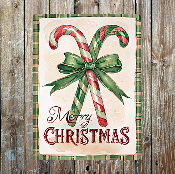 Metallskylt i vintagestil – Merry Christmas Candy Canes 20x25cm