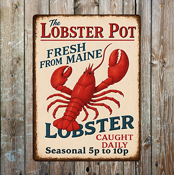 Metallskylt i vintagestil – The Lobster Pot 20x25cm