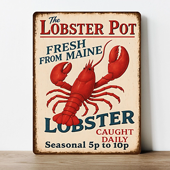 Metallskylt i vintagestil – The Lobster Pot 20x25cm