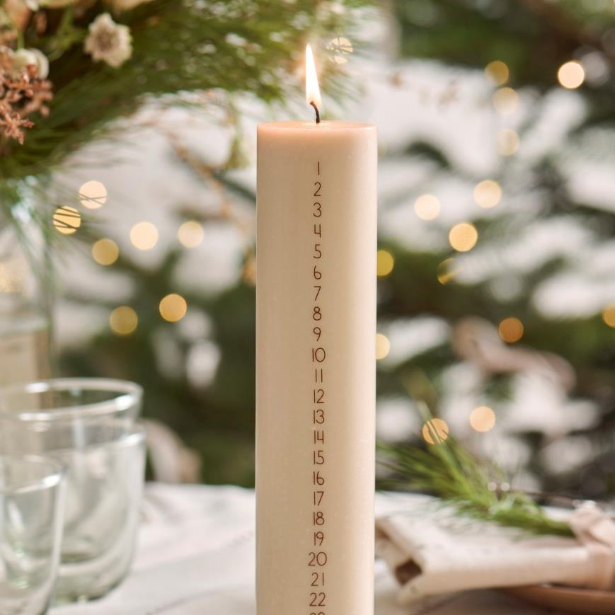 Kalenderljus Ø5 cm - Kit/Bruna siffror