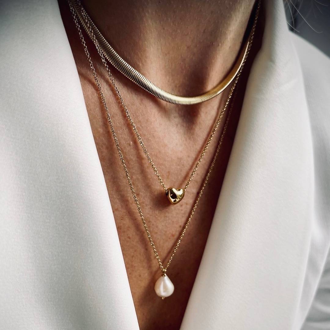 Halsband pearl kort guld - Bud to Rose - 2