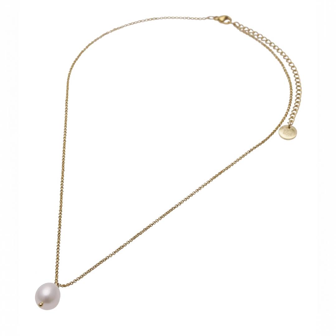 Halsband pearl kort guld - Bud to Rose - 4
