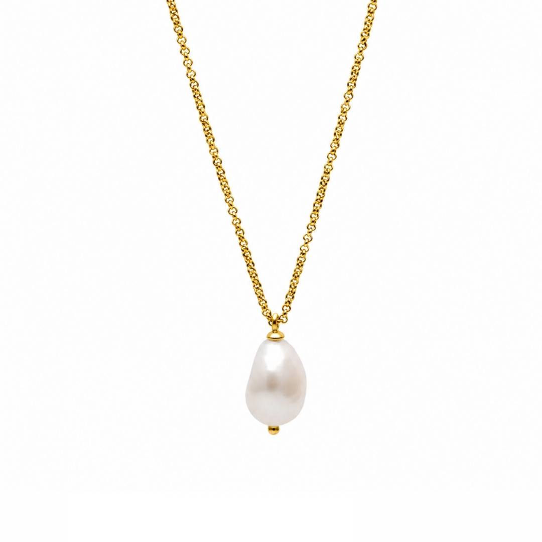 Halsband pearl kort guld - Bud to Rose