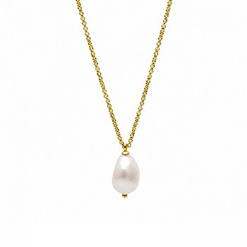 Halsband pearl kort guld - Bud to Rose