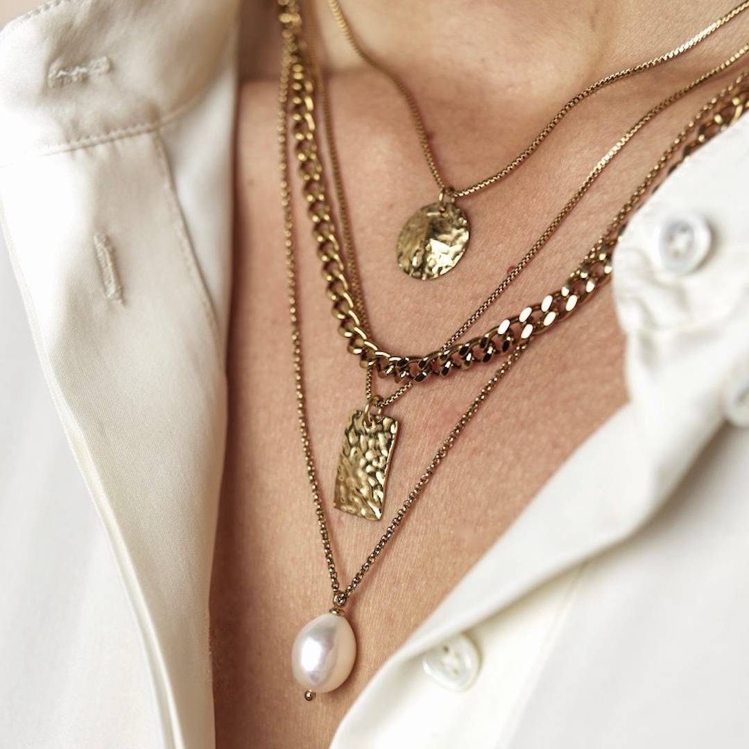 Halsband pearl kort guld - Bud to Rose - 3