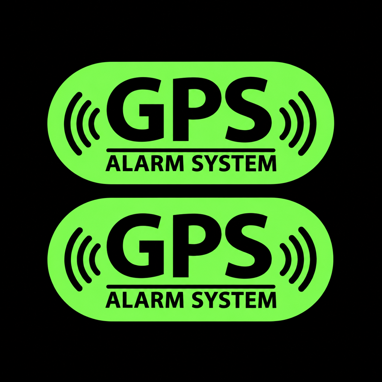 Självlysande dekal - GPS Alarm System - 2-pack