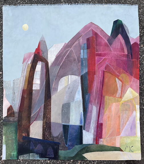 The Bastille and the Louvre Pyramid”. AKRYLTAVLA MÅLAD AV MARIA C BERNHARDSSON / MC