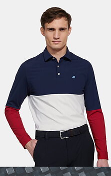 Tenniströja, blå/vit/röd (navy/white/red) med funktion och lång ärm (Meyer / Justin)