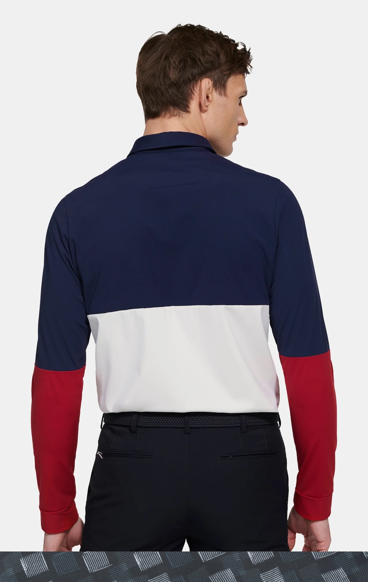 Tenniströja, blå/vit/röd (navy/white/red) med funktion och lång ärm (Meyer / Justin) - 2