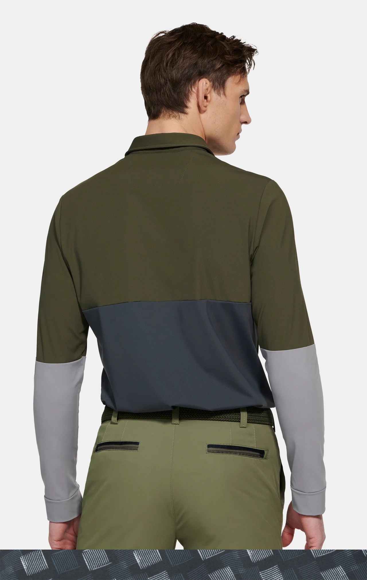 Tenniströja, grön/grå/ljusgrå (olive/grey/light grey) med funktion och lång ärm (Meyer / Justin) - 2