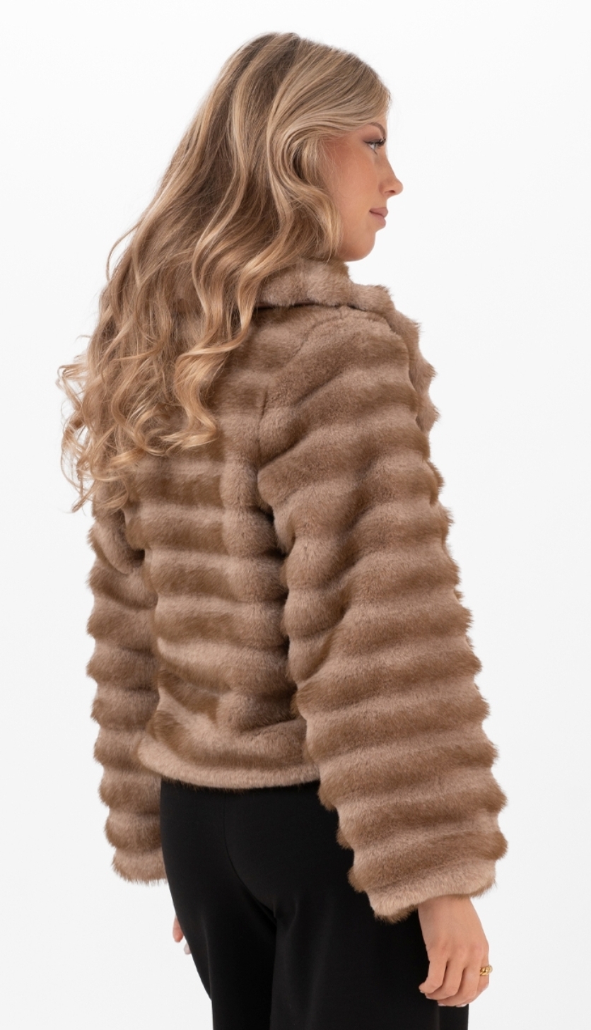 Capri Collection- Minerva fuskpälsjacka tryffel sand - 3
