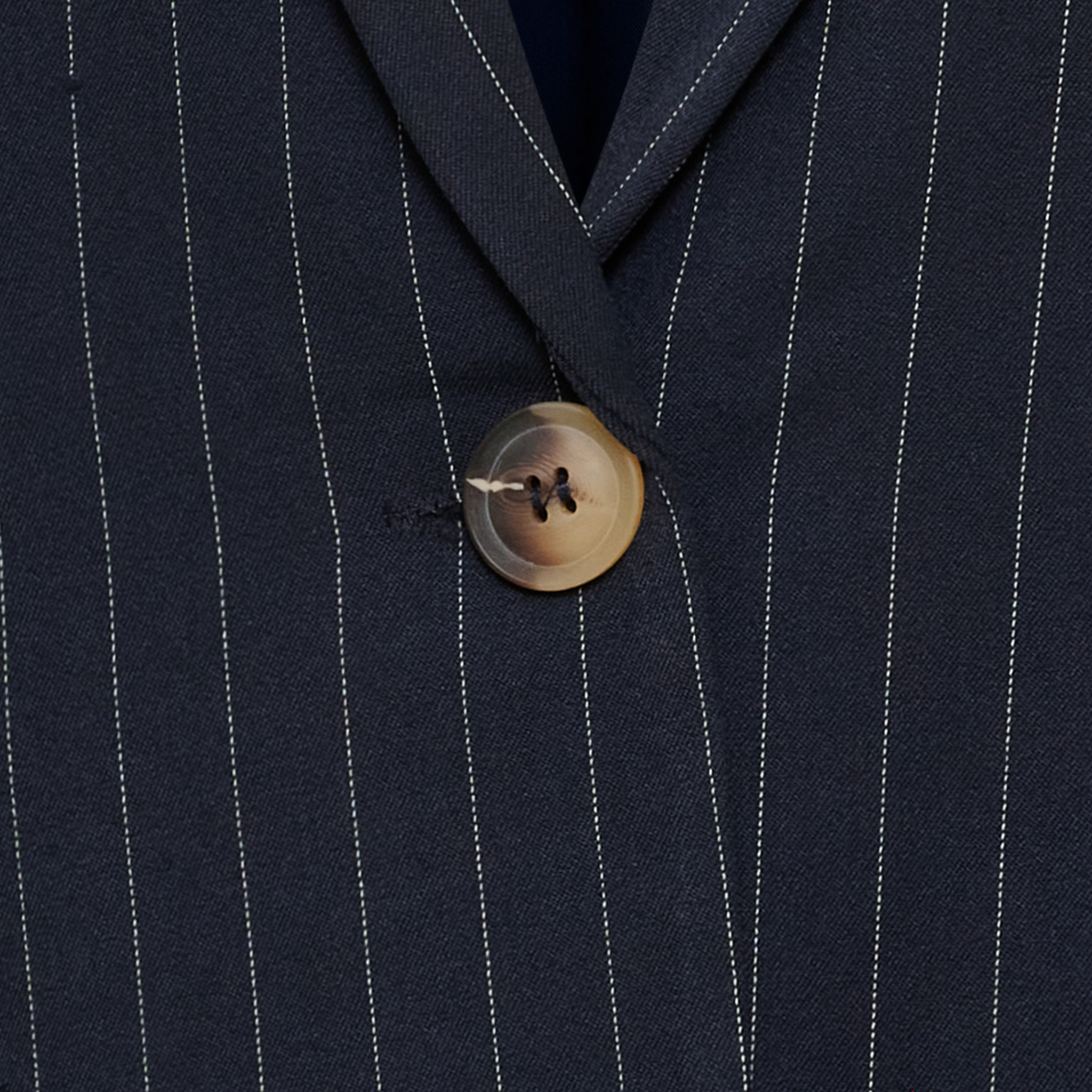McdDusk Blazer Navy Marinblå  Kritstrecksrandig Kavaj - 3