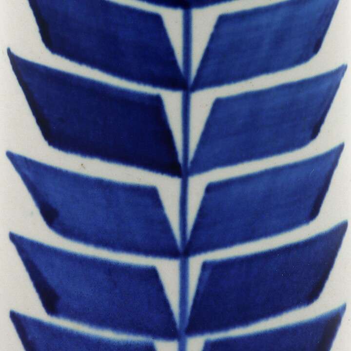 Karin Björquist (Indigo 1952) Slender Vase with Blue Leaf Decor 31 cm (2)