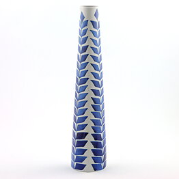 Karin Björquist (Indigo 1952) Slender Vase with Blue Leaf Decor 31 cm (2)