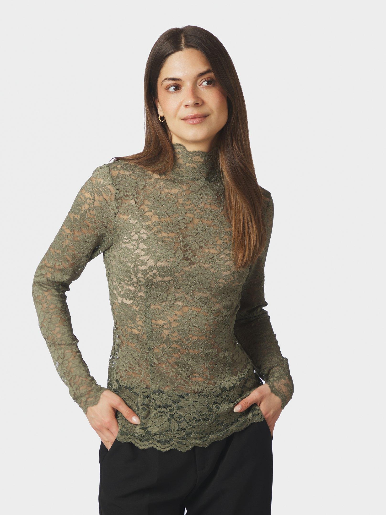 Liza Laceflower Blouse Cold Army - 3