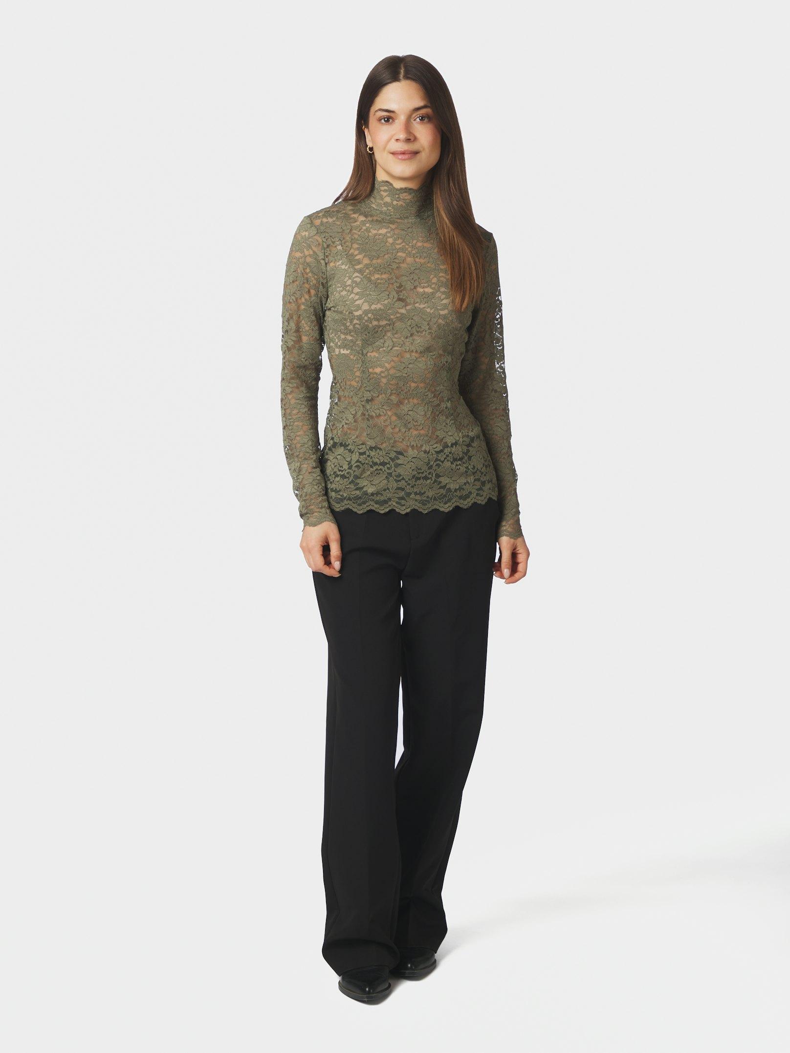 Liza Laceflower Blouse Cold Army - 5