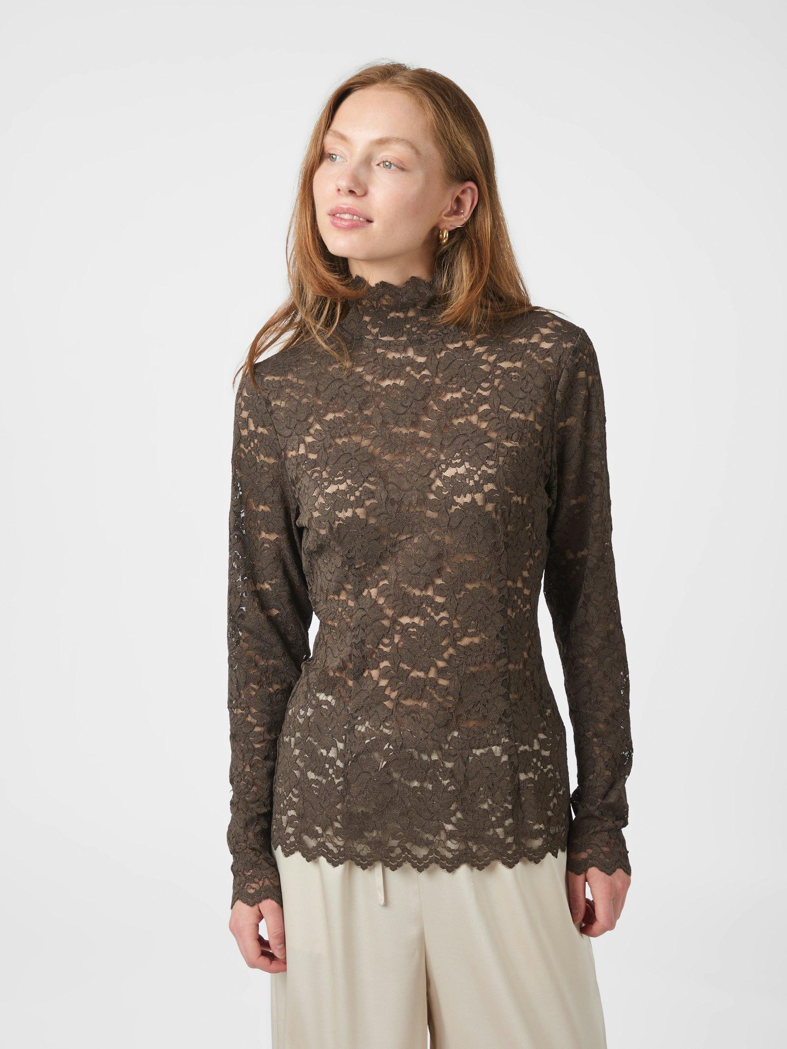 Liza Laceflower Blouse Cold Army - 12