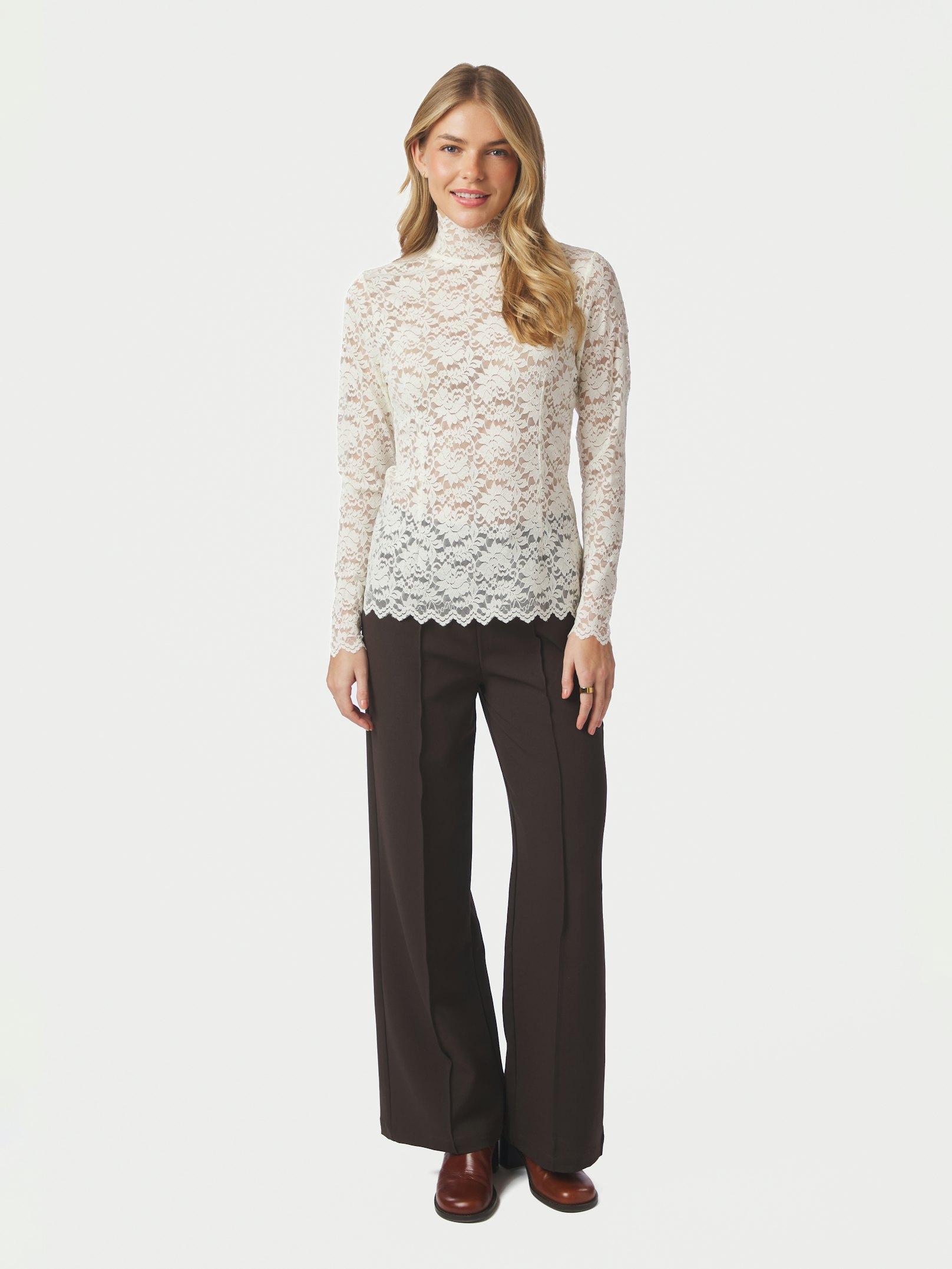 Liza Laceflower Blouse Creme - 5