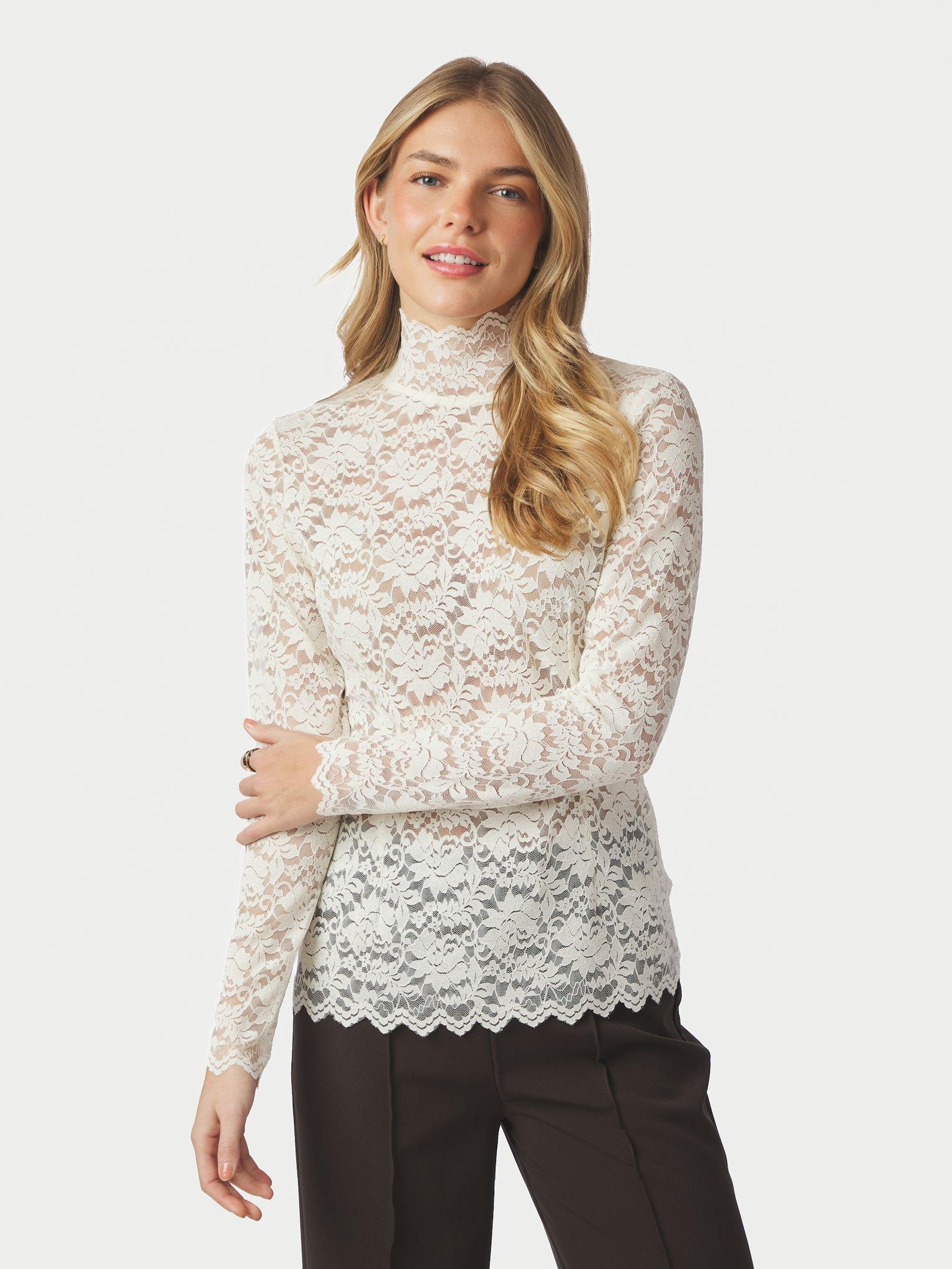 Liza Laceflower Blouse Creme - 3