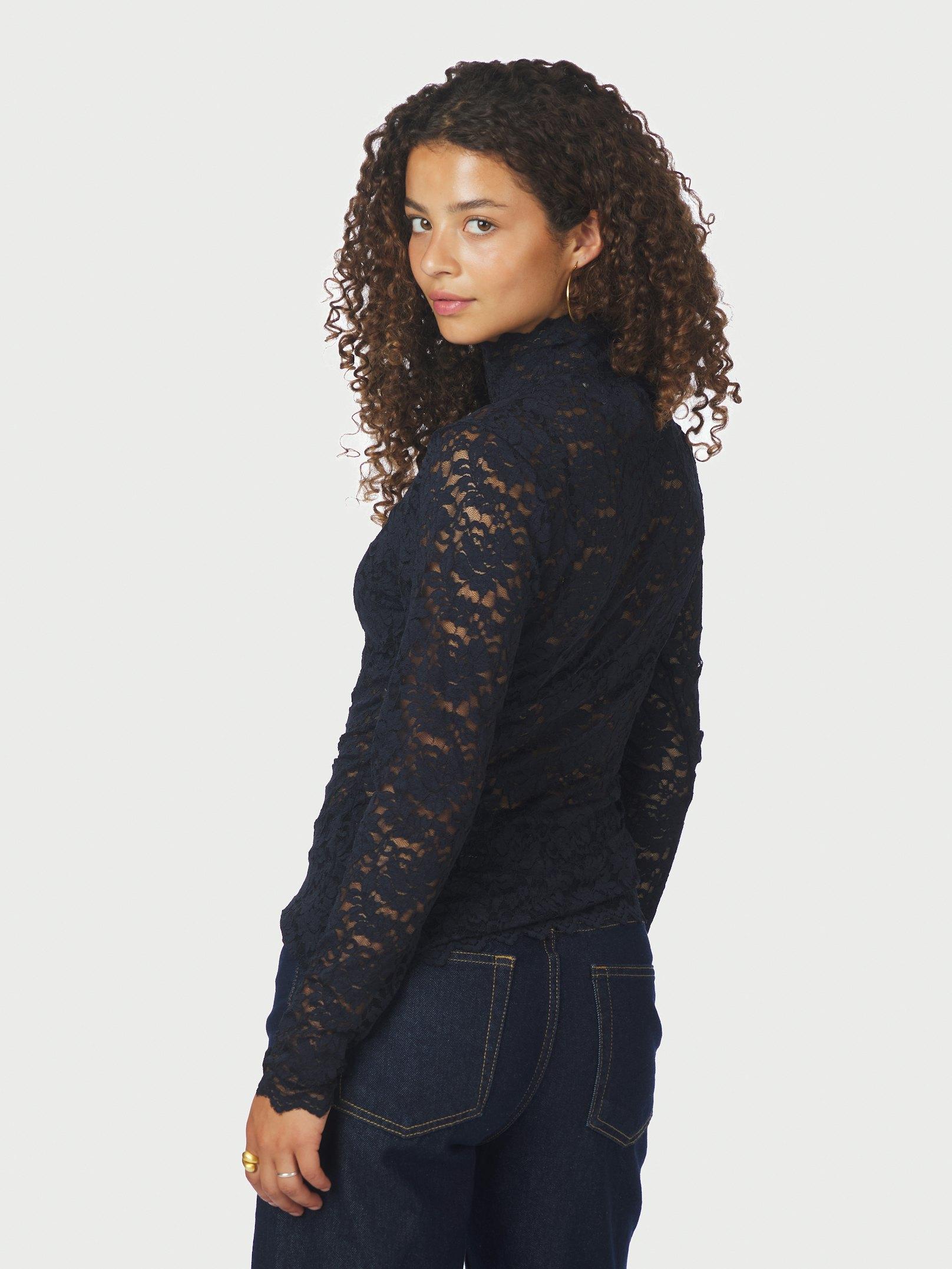 Liza Laceflower Blouse Navy - 4