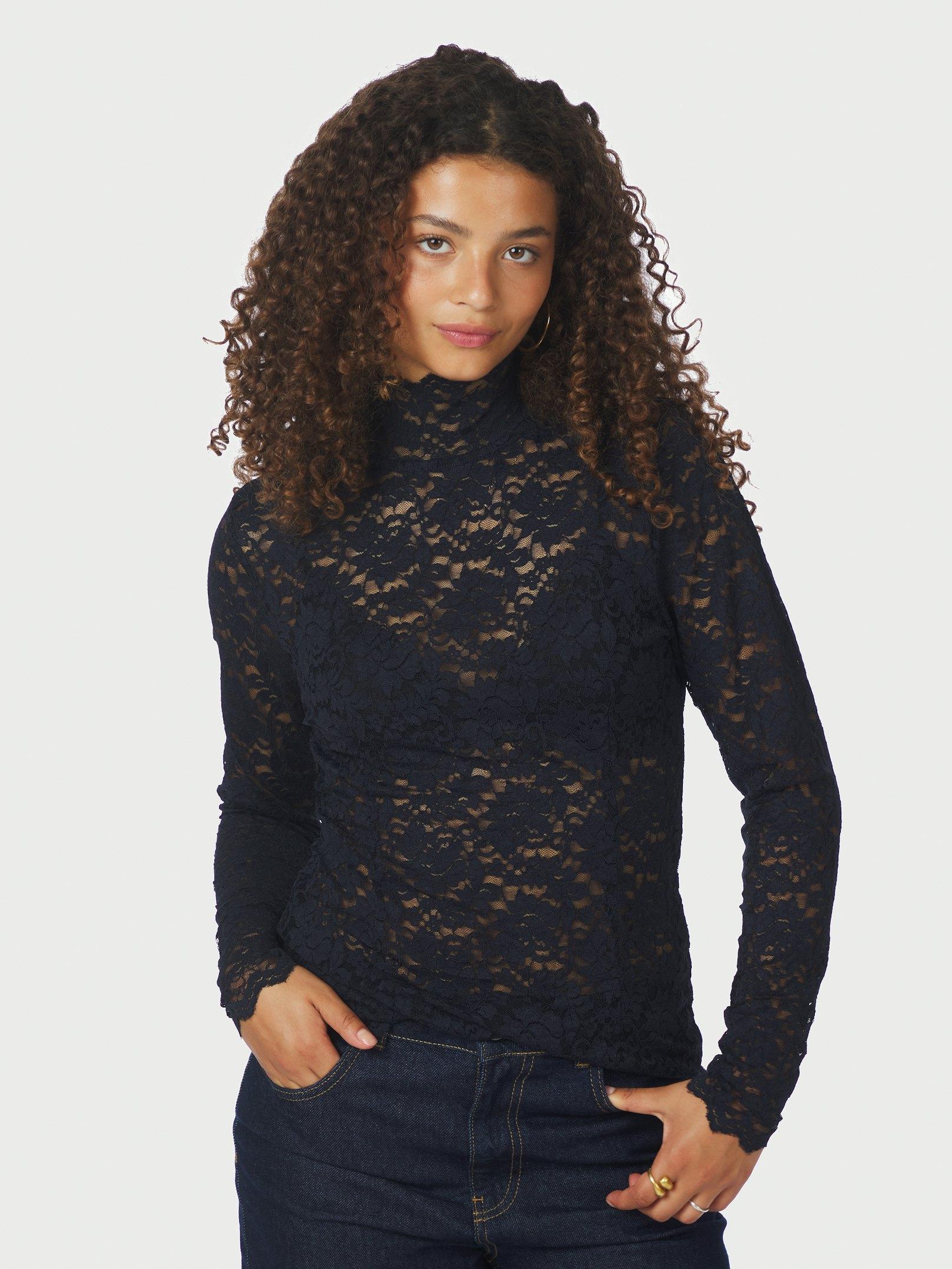 Liza Laceflower Blouse Navy - 3