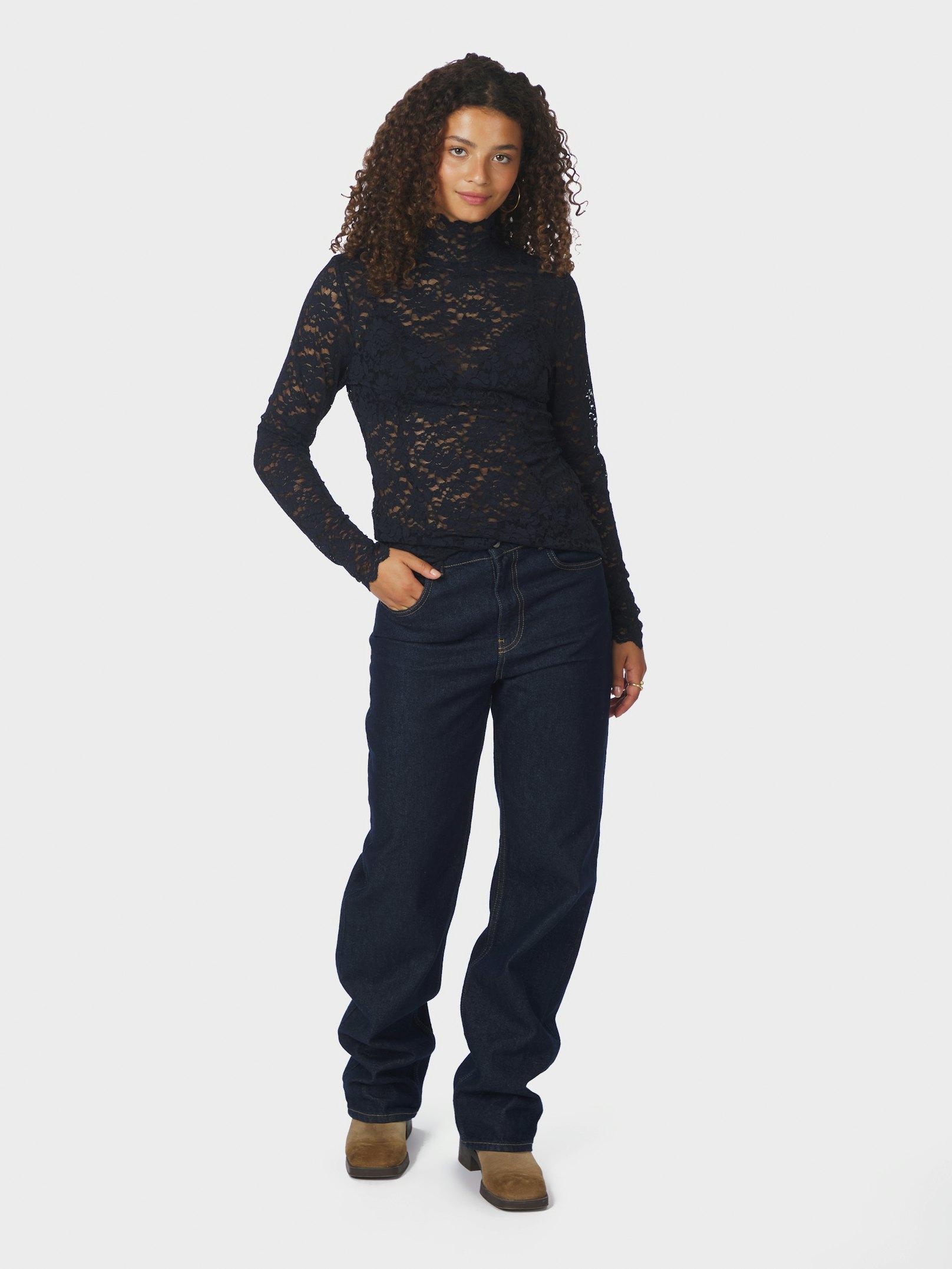Liza Laceflower Blouse Navy - 5