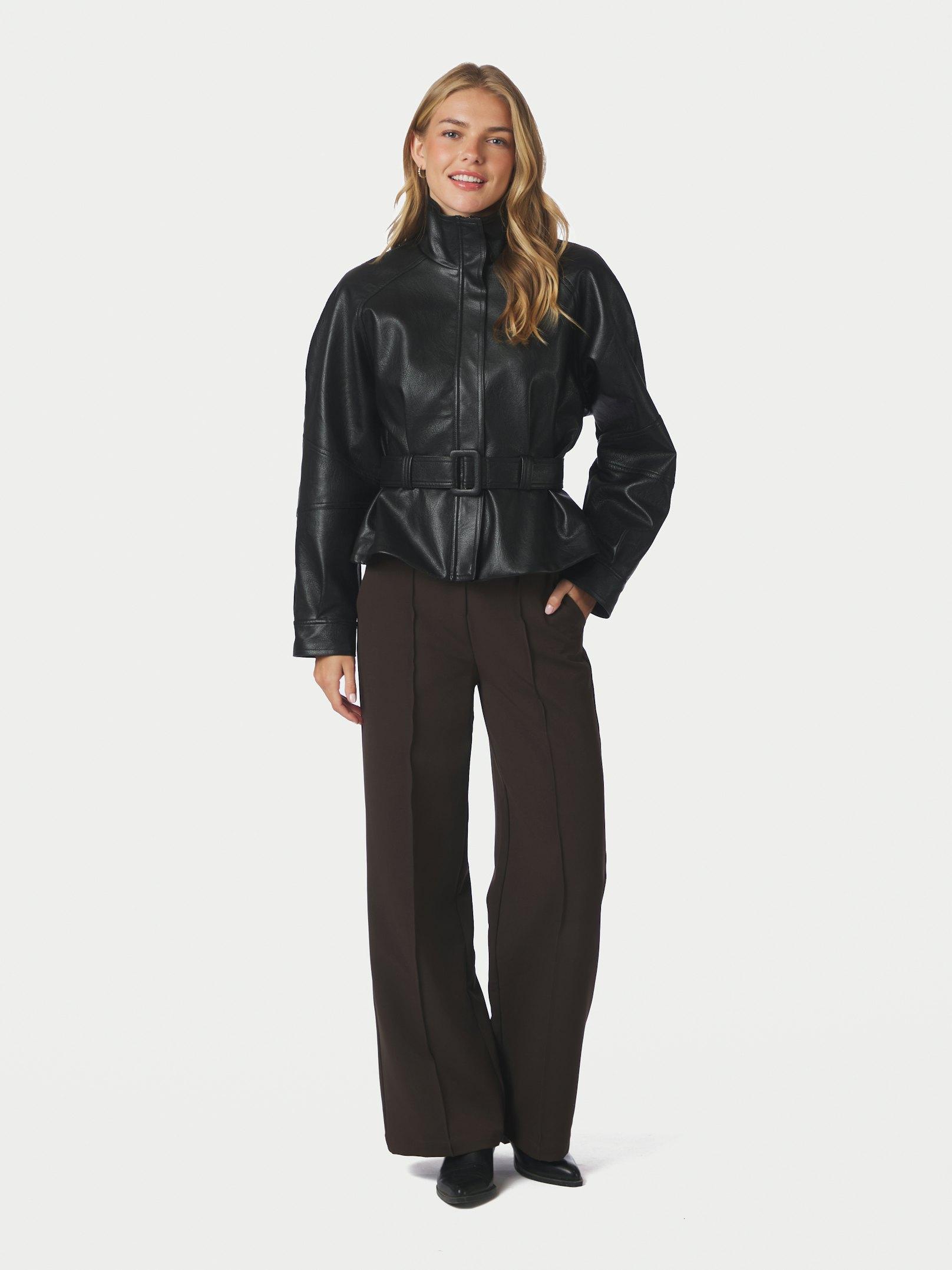 Jaclyn Faux Leather Jacket Black - 5