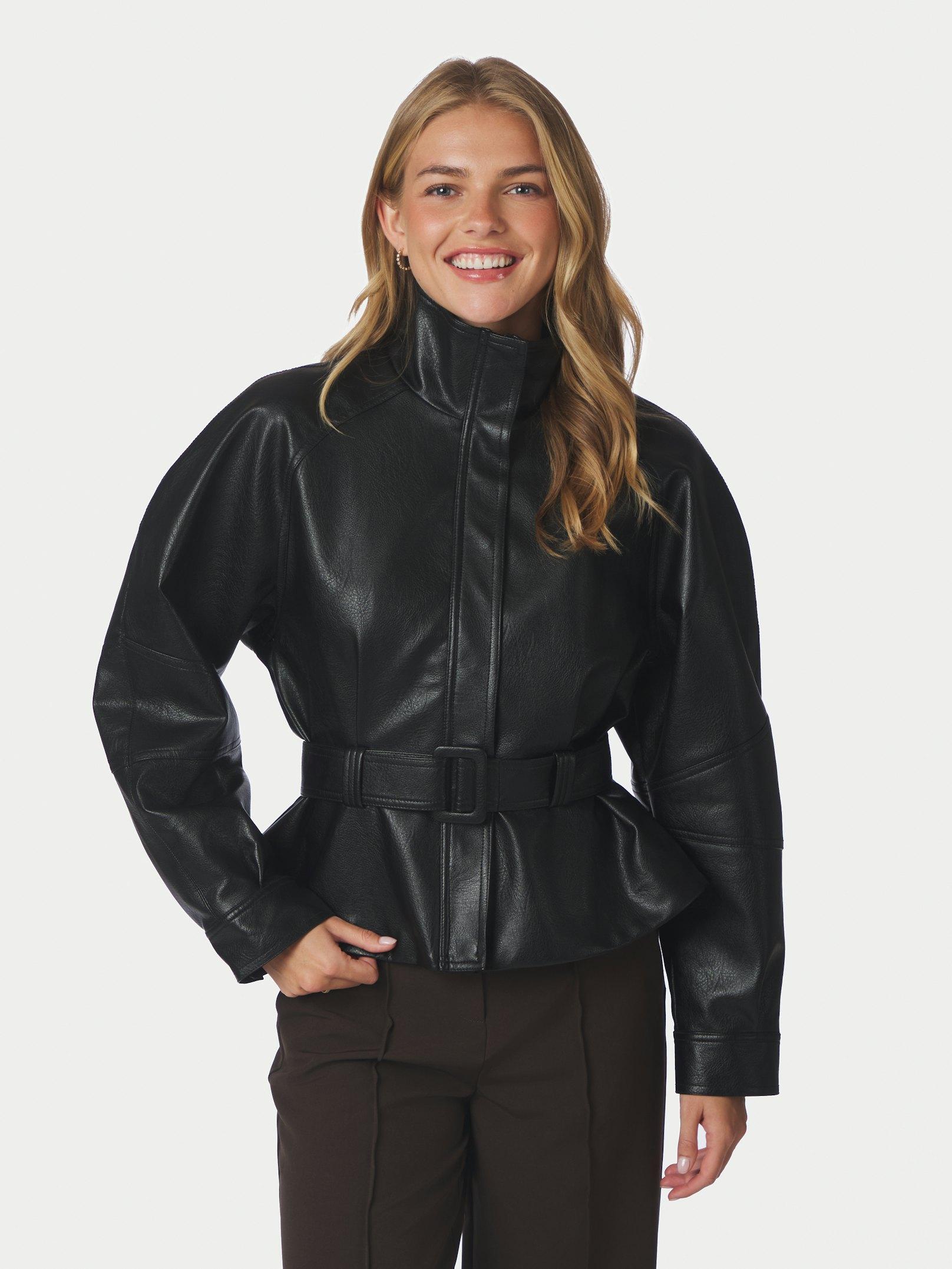 Jaclyn Faux Leather Jacket Black - 3
