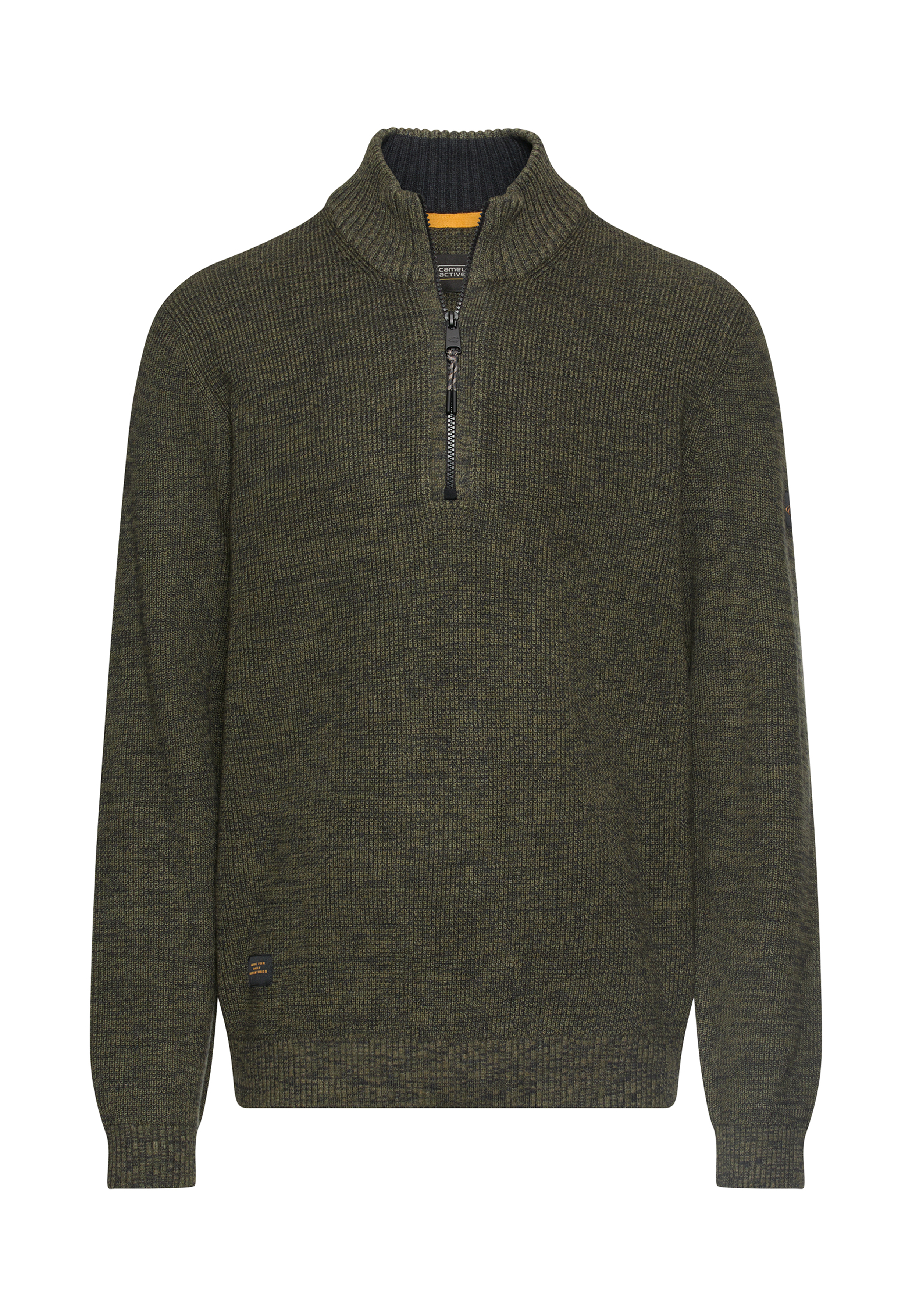 Stickad tröja mörkgrön i melerad look från camel active